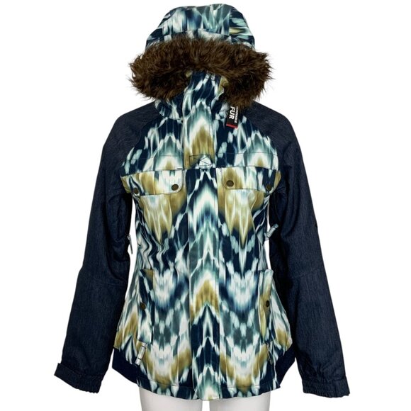 686 Womens Authentic Bae Insulated Jacket XS Ikat InfiDry Hooded Snowboarding - Picture 1 of 14